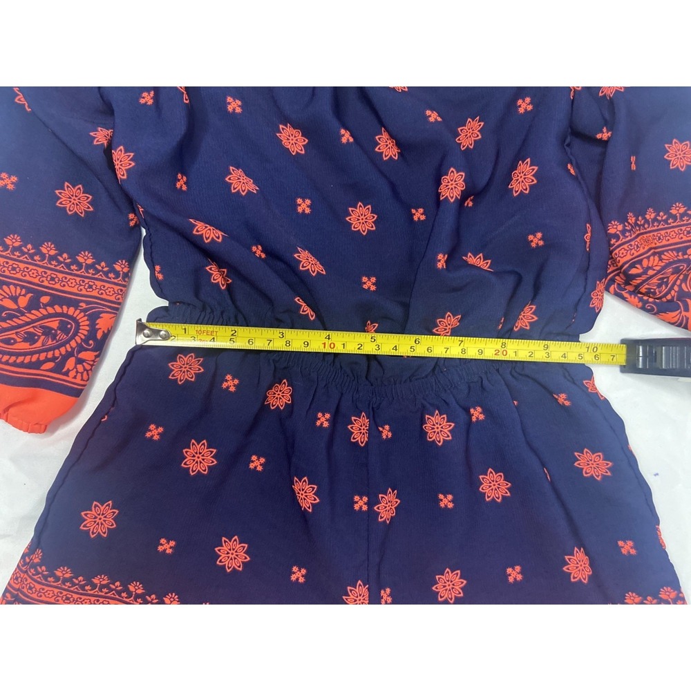 My Michelle Girls Romper‎ Cold Shoulder Floral Print Casual Blue Orange S - Picture 8 of 9
